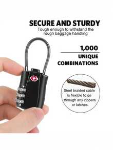 1/2 Pack TSA Approved Combination Lock - High Strength Zinc Alloy Body And Cut-Resistant Steel Cable, 3-Digit Combination Lock, Suitable For Travel Luggage, Gym Lockers, Bicycle Locks (Black), Travel Security Accessory | Multipurpose Travel Lock | Combination Lock, Luggage Lock, Travel Essential Holiday Vacation Supplies - Multicolor - View 18