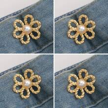 1/2pairs Six-Petal Buckle, Detachable, Invisible Waist Band, Flower Waist Tightener Buckle Pants Pins Collar Buttons Brooch Pins For Women Fashion
