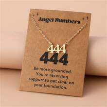 1 Women's Angel Digital Necklace Number 000-999 Gold Stainless Steel Digital Pendant