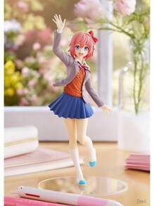 Doki Doki Literature Club! Anime Character Cute Girl Action Figure Models, Approx. 18CM Height, Monika, Sayori, Natsuki, Yuri Figurines, Anime Desktop Decor Collectibles, Doki Doki Literature Club Merchandise (Transparent Or White Base Randomly Included) - Multicolor - View 6