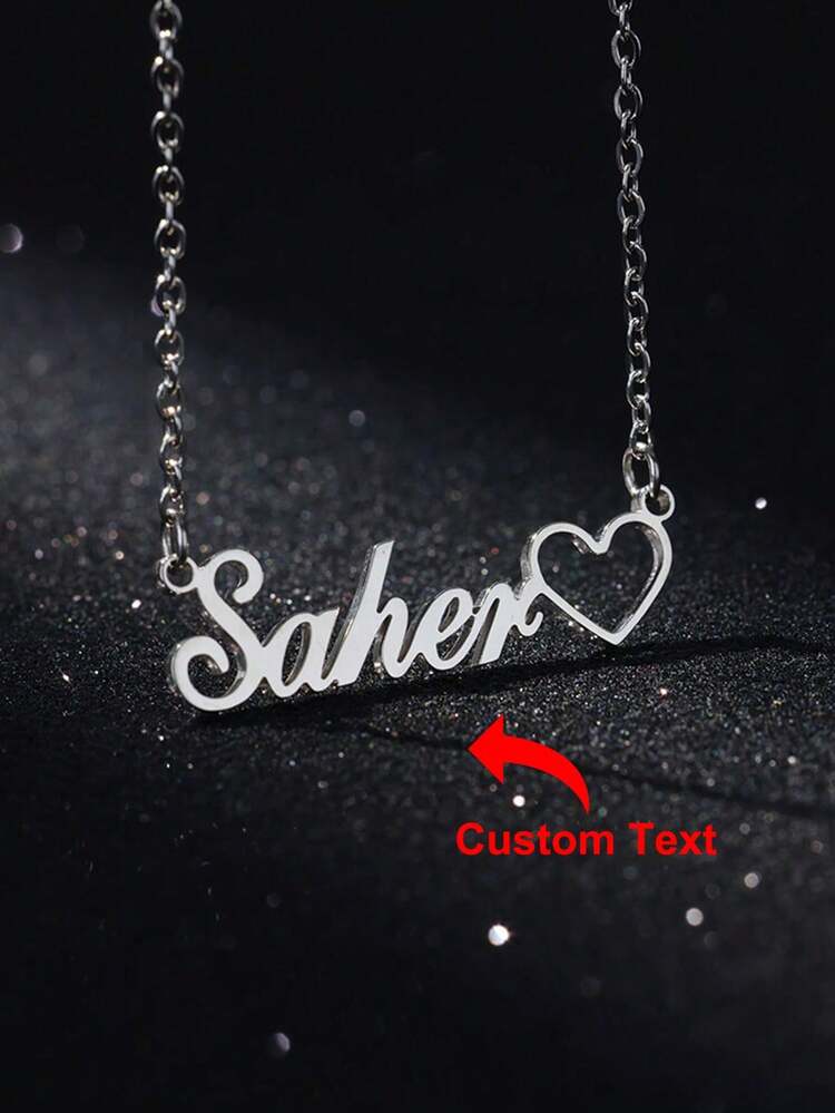 1 pièce Collier personnalisé pour femme avec plaque à forme de cœur creux, collier en acier inoxydable plaqué or 18 carats avec cœur creux personnalisé, cadeau idéal pour petite amie, mère, famille, amie, fille, anniversaire, fête des mères, Saint-Valentin, remise de diplôme, mariage, décontracté, vintage, minimaliste - Multicolore - Voir 7