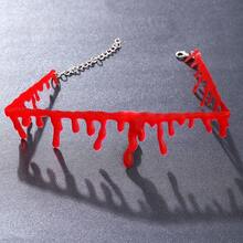 1 pieza Collar de estilo oscuro y sangriento de vampiro de horror para decoración de Halloween, collar de sangre falsa personalizada y creativa para KTV, casa embrujada - Rojo - Ver 8