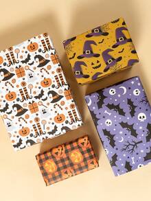 4/8pcs Halloween Decoration Gift Wrapping Paper, Happy Halloween Pumpkin Ghost Spider Bat Pattern Matte Wrapping Paper, Halloween Accessories, Trick Or Treat Decoration For Halloween, Craft Paper, Halloween Party Flower DIY Bouquets Waterproof Wrapping Paper, Florist Bouquet DIY Craft Wrap Paper, Book Leather, Halloween Supplies, Halloween Decor, Room Decor, Home Decor, Halloween Gifts, Halloween Favors Fall Decor Autumn Decor - Halloween-b - View 4