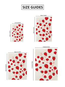 1pc Frameless Strawberry Print Wall Art Whimsical Fruit Illustration, Girls Room Decor With Personalized Aesthetic, Frameless Canvas Poster For Bedroom/Dorm/Living Room, Perfect Gift & Party Decoration (Botanical Prints, Funky Posters, Decor, Back To School Wall Decor)