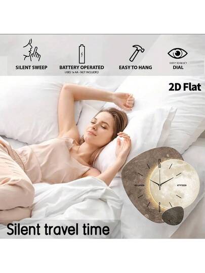 1pc 2D Flat Textured Planetary Blocks Silently Wand Clock, Super Silent Quartz Movement, No Ticking, ating Clocks In Living Rooms, Bedroom, Offices, Kitchens, Cafes, Perfect ative Friends Family Home Room view 7