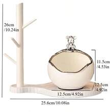 1 pieza Tarro de almacenamiento de cerámica con soporte, decoración de oso y conejo, organizador de joyas y cosméticos de animales lindos de múltiples usos, tarro de dulces y galletas encantador y soporte para baratijas para mostrador, escritorio, baño, cómoda, guardería, dormitorio, accesorio, decoración de habitación, decoración del hogar, acento de sala de estar, exhibición de despensa de cocina, regalo para ella, cumpleaños, anfitriona de vacaciones, relleno de calcetín navideño, regalo del Día de San Valentín, favor de fiesta de temporada, solución de organización del hogar, acento decorativo para estantes y mesas, ornamento funcional y elegante para almacenamiento de espacios pequeños - Multicolor - Ver 7