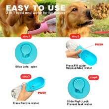 Dog Water Bottle With Food Container, Travel Puppy Water Bowl, Portable Pet Dispenser, Dog Stuff Accessories Items, Automatic Feeder Feeding, Puppy Essentials Necessities For Yorkie Chihuahua Cat Walking And Hiking - Hồng - Xem 2