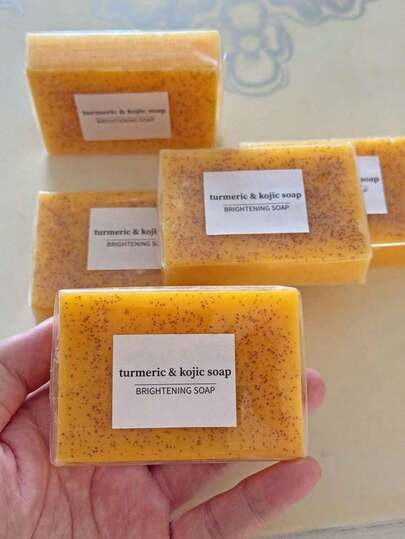 Turmeric Lemon Kojic Acid Soap 100g, Suitable For Face, Bath And Facial Soap, Handmade Soap Cleanser,Rich Foam Deeply Cleanses And Smoothens Skin, Handmade With Essential Oil