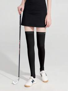 1 双女士夏季冰丝防紫外线及膝袜，高尔夫运动透气防滑大腿袜