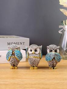 3pcs Blue Owl Decorative Crafts, Suitable For Room Decoration, Household Decor, Durable And Long-Lasting, Home Decor Ornaments, Bedroom Decor, Room Decoration - Multicolor - View 6