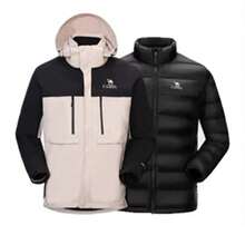 CAMEL CROWN Outdoor Men's Three-In-One Down Jacket Waterproof Cold-Resistant Mountaineering Jacket - Phantom Dark Oak Ash - View 1