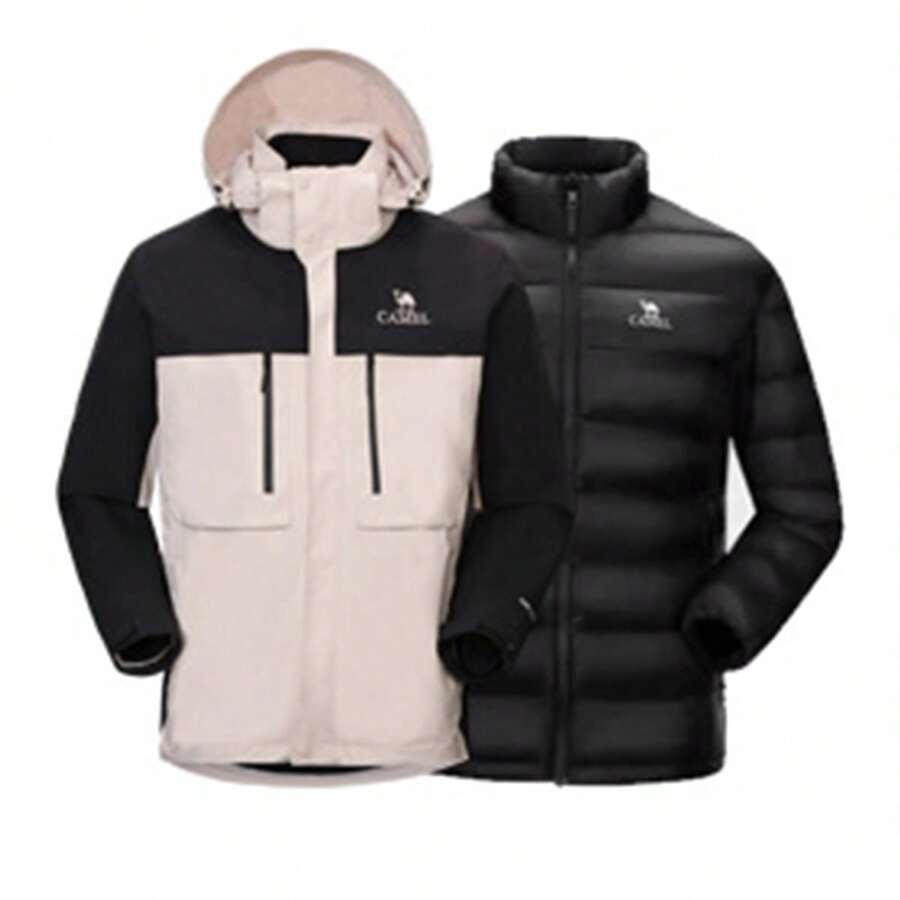 CAMEL CROWN Outdoor Men's Three-In-One Down Jacket Waterproof Cold-Resistant Mountaineering Jacket - Phantom Dark Oak Ash - View 1