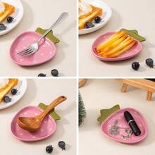 1pc Ceramic Spoon Rest For Stove Top, Cute Strawberry Spoon Rest Cooking Spoon Holder For Kitchen Counter, Utensil Rest Spatula Rest Ladle Holder Tong Rest, Gift For Cooking Housewarming Wedding - Multicolor - View 6