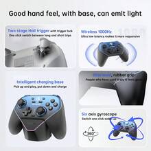 GAMESIR T4n Pro Supernova Magnetic Controller Dual-Mode Wireless Velvet Grip Adaptive Vibration Switch/PC/Steam/TV Universal Starry Blue (With Built-In Charging Base) - Starry Blue (with Charging Base) - View 8