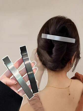 2件装女士发夹，韩式简约质感发夹，优雅金属发饰，2025年新品，大号，爪夹，发夹，发夹，发夹，金色发夹