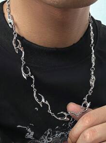 1 件男士多功能嘻哈不对称钛钢火焰吊坠项链，时尚百搭男士珠宝，适合日常佩戴、派对、礼物