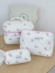 S/M/L 粉色蝴蝶结图案返校化妆包，花卉化妆包，美观洗漱旅行收纳包，女士女孩印花大号旅行复古绗缝化妆包，女士护肤品收纳包，印花花卉化妆品收纳袋，圣诞礼物，化妆包，旅行，女士礼物，女士旅行必备，化妆包，手拿包/小手提包，化妆品收纳包，化妆刷收纳袋，迷你化妆包，大容量化妆包，女士礼物，圣诞礼物，女士礼物创意