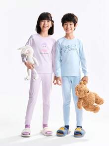 Annil Children's Clothing For Girls, Girls, Boys, Girls, Teenagers, Autumn Shirts And Pants Sets, Home Warm Clothes, Printed Base, Autumn Shirts And Pants