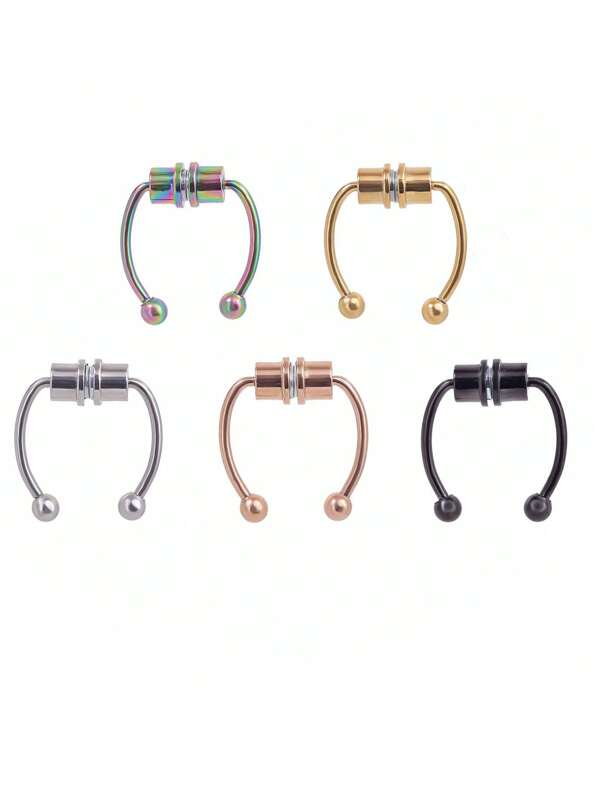 Stainless Steel Magnetic Fake Nose Ring, Horseshoe Shaped Titanium Nose Clip Non-Piercing. Comfortable To Wear.