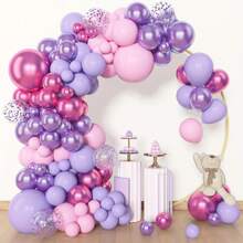 110pcs Purple & Pink Balloon Arch Garland Kit, Includes Assorted Size Pink, Purple, Metallic Latex Balloons & Confetti, Suitable For Baby Shower, Wedding, Girl Birthday, Bridal Shower, Valentine's Day, Anniversary, Graduation, Gender Reveal, Bachelorette Party