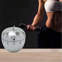 Temporizador  Forma Manzana Acero Inoxidable Contador de Tiempo de Cocina de Cuenta Regresiva, Escala Clara de la Alarma Ruidosa del Contador de Tiempo de la Cocina de la Forma de para Aprender - Plateado - Ver 1