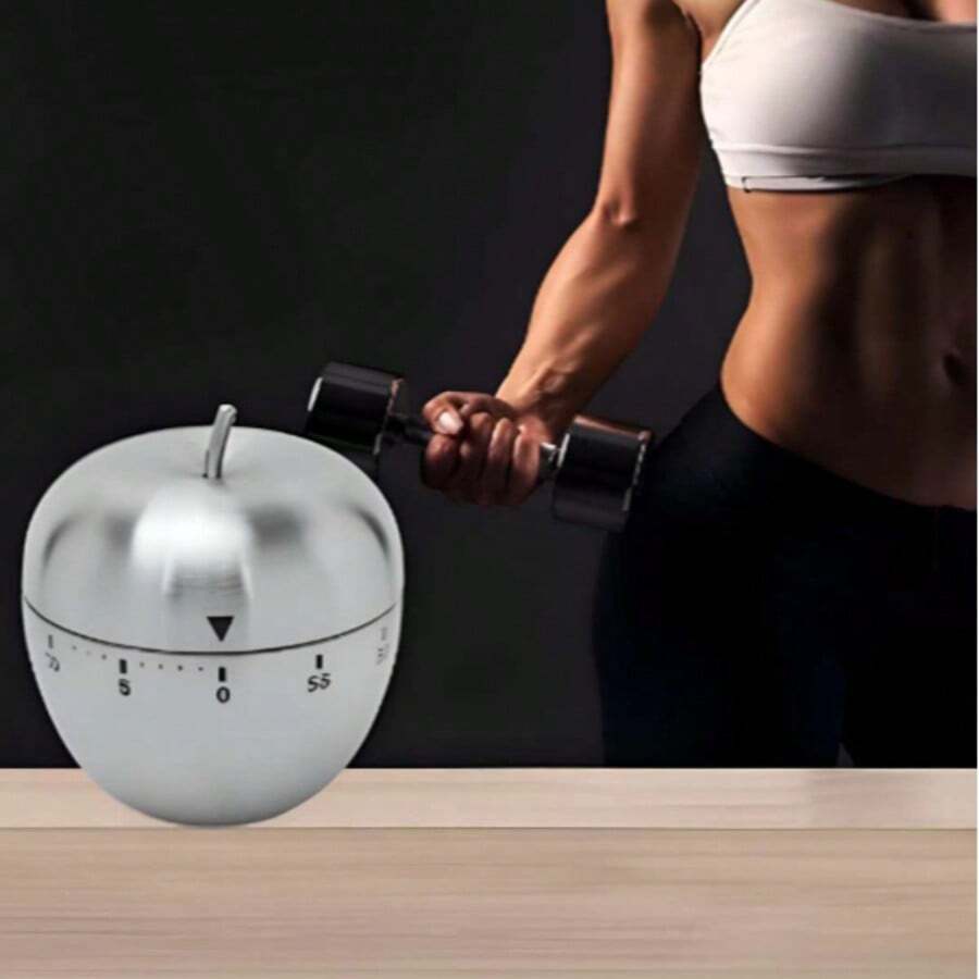 Temporizador  Forma Manzana Acero Inoxidable Contador de Tiempo de Cocina de Cuenta Regresiva, Escala Clara de la Alarma Ruidosa del Contador de Tiempo de la Cocina de la Forma de para Aprender - Plateado - Ver 1
