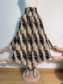 女士休闲花卉印花开衩裙，秋季 - 彩色 - 查看 2