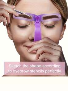 8片装可重复使用眉形模板，眉形塑造套装，眉妆模板，眉形修饰器，带手柄的眉毛修型模板，易于使用的眉形定型套装 - 8种不同眉形，耐用PVC材质带手柄的修型卡，可完美勾勒眉形，眉毛修剪器，眉毛绘制工具，化妆工具，美容工具 - 彩色 - 查看 5