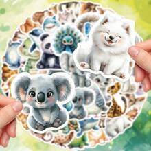50 buc autocolante drăguțe cu animale în acuarelă, personalizate, artizanat, scrapbooking, pentru sticle de apă, cutie de șervețele, raft, tabletă, husă de telefon, chitară, valiză, cască, frigider, scrapbooking, aplicații decorative autoadezive, finisaj mat, excelent pentru cadouri de sărbători!