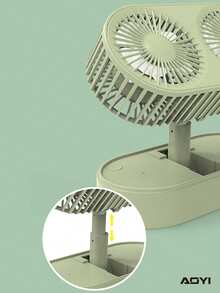 AOYI 1 pieza Mini ventilador de escritorio con doble cabezal, recargable por USB, con función extensible y de 3 velocidades ajustables, incluye cable de carga - Multicolor - Ver 5