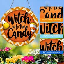 1PC 2D Flat Hanging Decoration Of Candy On The Witch Road - Old Time Halloween Theme, Candy Corn With A Smile, Witch Hat And Autumn Leaves - Perfect For Family, Living Room, Bathroom, Bedroom, Garage, Bar, Cafe - Ideal For Holiday Decoration, Halloween Decoration - Acrylic-round - View 10