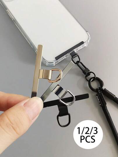 1/2/3 件通用手机挂绳贴片，金属安全超薄手机带配件，滑雪、跑步和登山专用，不锈钢手机夹，防止手机挂绳丢失贴片夹，用于手机带替换手机带手机挂绳腕带旅行必需品健身学校用品假日露营度假必需品度假