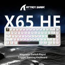 ATTACK SHARK X65 HE Wired Mechanical Gaming Keyboard 65% With Rapid-Fire Magnetic Switch, RGB Top-Mounted Hall Effect, Hot Swap, Adjustable Actuation, 8KHZ Polling Rate, PBT Keycaps For Win/PC - Trắng đơn giản - Xem 1