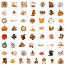 114Pcs Thanksgiving Stickers Vinyl Stickers Scrapbook, Journaling, Laptop, Bumper, Skateboard, Water Bottles, Computer, Phone, Cartoon, Hard Hat, Car Stickers - Multicolor - View 3