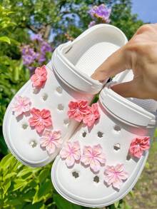 10 piezas de accesorios de moda DIY para zapatos, adornos florales rosados y rosas adecuados para zapatos de playa, sandalias, zuecos huecos, hebillas de zapatos desmontables, regalos de festival - Multicolor - Ver 6