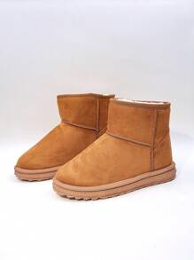 Autumn/Winter New Teenage Snow Boots, Flat Warm Plush Thick Sole Boys/Girls Ankle Boots - Brown - View 2
