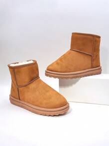 Autumn/Winter New Teenage Snow Boots, Flat Warm Plush Thick Sole Boys/Girls Ankle Boots - Brown - View 5