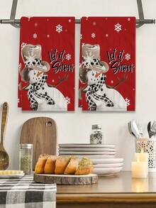 2 buc prosoape de mână super moi din seria Crăciun, poliester ultra moale, lavetă țesută pentru spălat vase, spălare manuală, decor modern cu stil rustic, cadou pentru vecini, produse de curățenie, prosoape de mână pentru decor de bucătărie