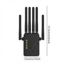 WiFi 扩展器互联网增强器，6 天线 10000 平方英尺长距离中继器无线路由器放大器，支持家中更多网络设备 - 英規插(220-240V) - 查看 2