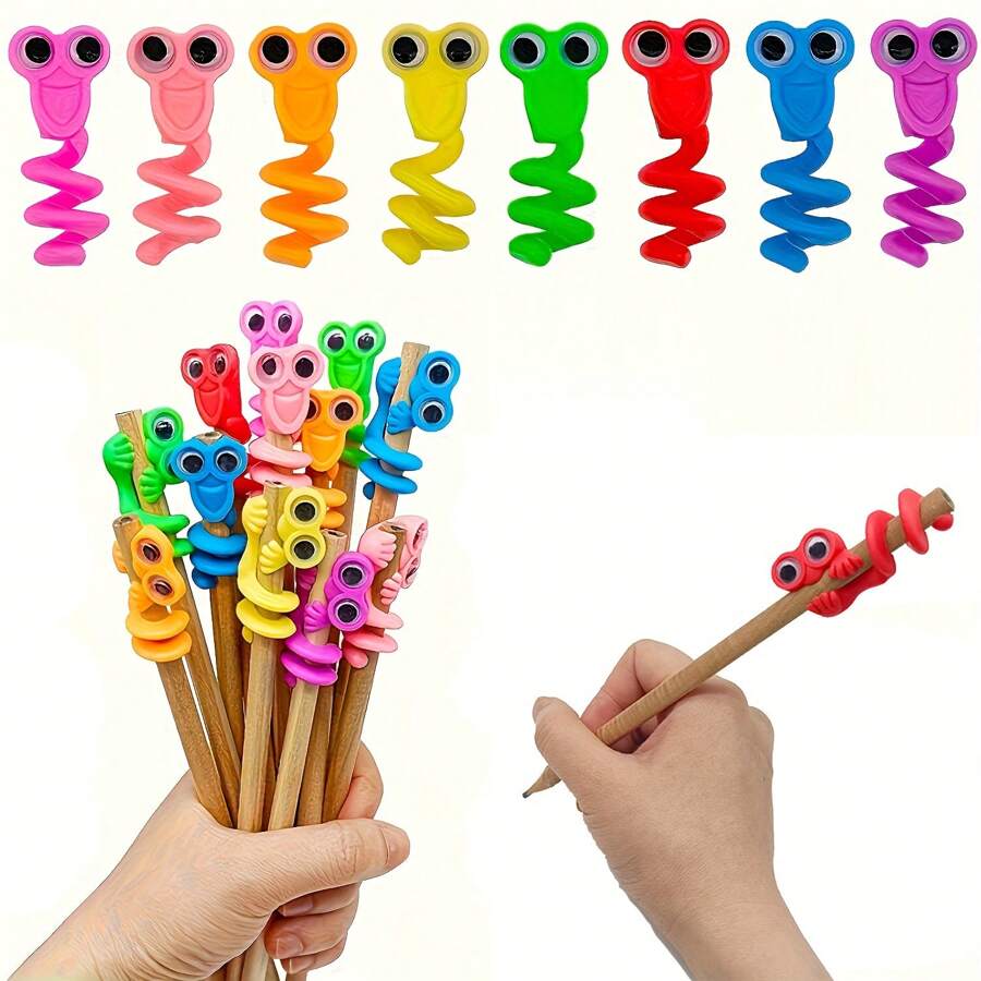 50 pezzi Penne per grandi occhi - Predilige univoche per feste, teste in gomma morbida e carina, Gomma morbida senza bisogno, senza femore, adatte per ricompense in classe, regali per le vacanze e Ognissanti e Natale (colori casuali)