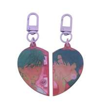 2 pièces Porte-clés acrylique avec figurine dessin animé de hip-hop anime pour l'école