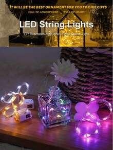1 Pack Battery Powered LED Fairy Lights, 3 Speed Modes, 6.58ft/2m Battery Operated String Lights, Waterproof Twinkle Lights For Outdoor, Wedding, Romantic Atmosphere, Valentine's Day Decor, Party Favor DIY, New Year Decoration, 3 Pack, 6 Pack, 10 Pack, 3 Meters/9.84ft