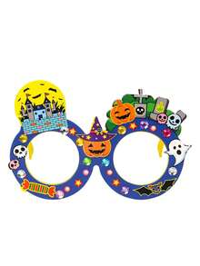 1pc Children's Halloween DIY Cartoon Glasses, Kids Creative Sticker Craft Toy, Preschool Halloween Costume Prop, DIY Craft Kit, Educational Toy