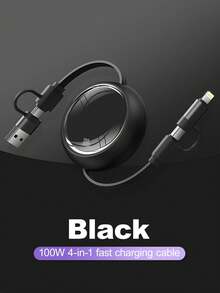 四合一 100W（MAX）快速充电充电器线和可伸缩一拖三线，TPE 充电数据线兼容 Iphone16/15/14/13/12/11/ S24/S23/S22/S21/Vivo/OPPO 系列，兼容小米，兼容华为，兼容 MacBook/iPad/移动电源/Air Pods Pro/iPad，高效充电线，礼物，返校用品兼容 、Android、相机、MP3 通用适配器 - 彩色 - 查看 14