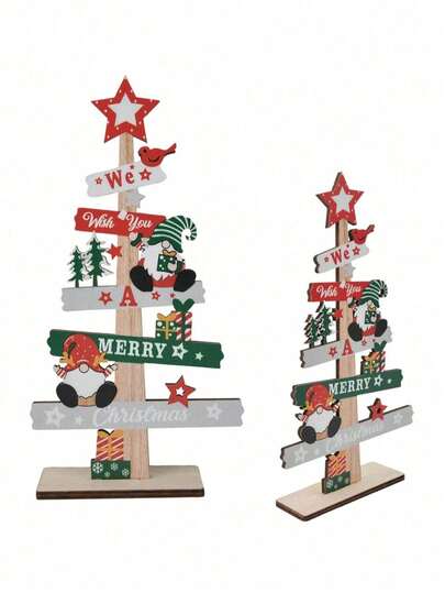1/2个 8.66英寸圣诞木质标牌，木质圣诞树桌面摆件，圣诞派对DIY桌面家居装饰，圣诞装饰，冬季房间装饰，圣诞家居装饰，圣诞礼物