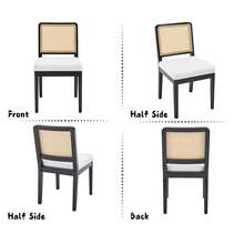 chairus 2er Set Esszimmerstühle Chenille Küchenstühle mit Rattan Rückenlehne Retro Holz Akzentstühle Polsterstühle für Esszimmer Küche Wohnzimmer,chaise salle à manger - Schwarz - Übersicht 4