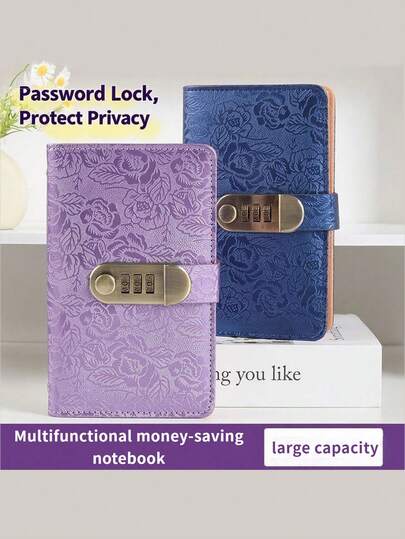 2025 New Password Lock Cash Saving Book, Vintage Finance Organizer Wallet, Promotional