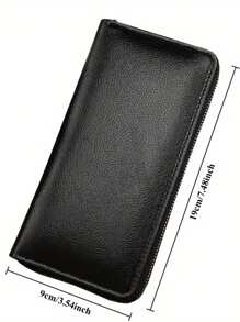 Portafoglio lungo con cerniera da uomo, porta carte di credito di grande capacità, fermasoldi semplice da business