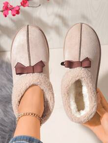 Botas cortas con lazo lindas para mujer, botas de nieve cálidas de invierno