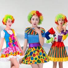 女士小丑服装套装,女士化装舞会,不含道具假发/红鼻子,适用于女性表演服装、狂欢派对、单身派对 - 彩色 - 查看 2